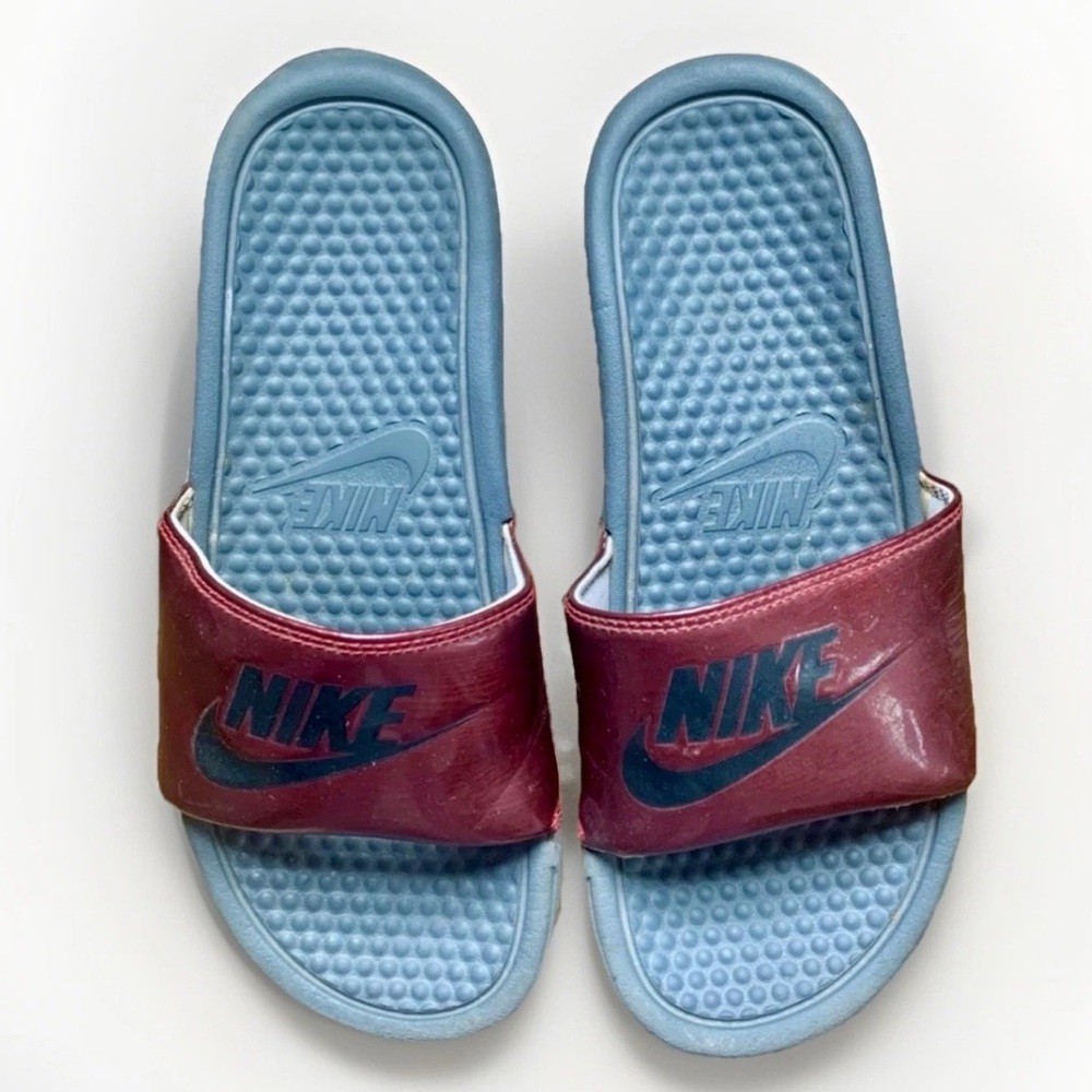NIKE Mens Benassi JDI Slide Sandal ‘JUST DO IT’ Flip Flops RED/BLK US 7 VTG Y2K